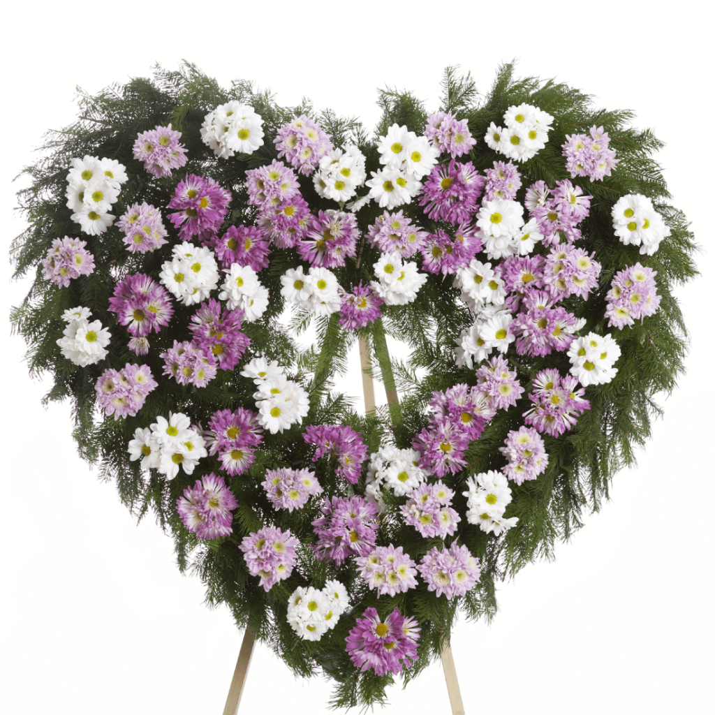 Smuteční věnec srdce kopretinové chryzantémy