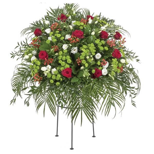 Aranžmá růže, chryzantémy, třezalka